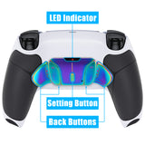 eXtremeRate Rainbow Aura Blue & Purple Real Metal Buttons (RMB) Version RISE4 V3 Remap Kit for PS5 Controller BDM-030/040/050 - Rubberized White Black - YPFJ7012G4