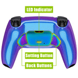 eXtremeRate Rainbow Aura Blue & Purple Real Metal Buttons (RMB) Version RISE V3 Remap Kit for PS5 Controller BDM-030/040/050 - Chameleon Purple Blue - XPFJ7014G4