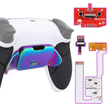 eXtremeRate Rainbow Aura Blue & Purple Real Metal Buttons (RMB) Version RISE V3 Remap Kit for PS5 Controller BDM-030/040/050 - Rubberized White Black - XPFJ7012G4