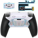 eXtremeRate Real Metal Buttons (RMB) Version RISE4 Plus MAX Back Paddles Kit with Clicky Trigger Stops & Rubberized Grip for PS5 Controller BDM-010/020 - White Black - Silver - HKCPFJ003