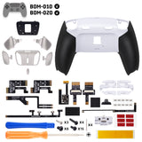 eXtremeRate Real Metal Buttons (RMB) Version RISE4 Plus MAX Back Paddles Kit with Clicky Trigger Stops & Rubberized Grip for PS5 Controller BDM-010/020 - White Black - Silver - HKCPFJ003