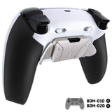 eXtremeRate Real Metal Buttons (RMB) Version RISE4 Plus MAX Back Paddles Kit with Clicky Trigger Stops & Rubberized Grip for PS5 Controller BDM-010/020 - White Black - Silver - HKCPFJ003