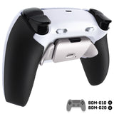 eXtremeRate Real Metal Buttons (RMB) Version RISE Plus MAX Back Paddles Kit with Clicky Trigger Stops & Rubberized Grip for PS5 Controller BDM-010/020 - White Black - Silver - GQTPFJ003