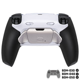 eXtremeRate Real Metal Buttons (RMB) Version RISE Plus MAX Back Paddles Kit with Clicky Trigger Stops & Rubberized Grip for PS5 Controller BDM-030/040/050 - White Black - Silver - GQTPFJ003M2