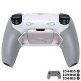 eXtremeRate Real Metal Buttons (RMB) Version RISE Plus MAX Back Paddles Kit with Clicky Trigger Stops & Rubberized Grip for PS5 Controller BDM-030/040/050 - White Gray - Silver - GQTPFJ002M2