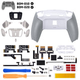 eXtremeRate Real Metal Buttons (RMB) Version RISE4 Plus MAX Back Paddles Kit with Clicky Trigger Stops & Rubberized Grip for PS5 Controller BDM-010/020 - White Gray - Silver - HKCPFJ002