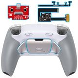 eXtremeRate Real Metal Buttons (RMB) Version RISE Plus MAX Back Paddles Kit with Clicky Trigger Stops & Rubberized Grip for PS5 Controller BDM-010/020 - White Gray - Silver - GQTPFJ002