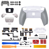 eXtremeRate Real Metal Buttons (RMB) Version RISE Plus MAX Back Paddles Kit with Clicky Trigger Stops & Rubberized Grip for PS5 Controller BDM-010/020 - White Gray - Silver - GQTPFJ002