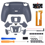 eXtremeRate Remappable RISE4 Remap Kit for PS5 Controller BDM-030/040/050 - Rubberized Sterling Silver - YPFU6016G3