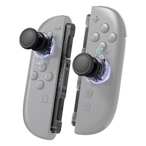 eXtremeRate Replacement 3D Joystick & Thumb Grips & Side Rail Shell Buttons for Nintendo Switch 2 JoyCon - Clear Slate Black - YVENTM002