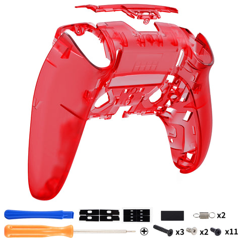 eXtremeRate Clear Red Custom Back Housing Bottom Shell Compatible with ps5 Edge Controller, DIY Replacement Back Shell Cover Compatible with ps5 Edge Controller - DQZEGM006