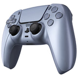 eXtremeRate Sterling Silver Decorative Trim Shell Compatible with ps5 Controller, DIY Replacement Clip Shell, Custom Plates Cover Compatible with ps5 Controller w/ Accent Rings - GPFP3040