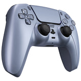 eXtremeRate Sterling Silver Decorative Trim Shell Compatible with ps5 Controller, DIY Replacement Clip Shell, Custom Plates Cover Compatible with ps5 Controller w/ Accent Rings - GPFP3040