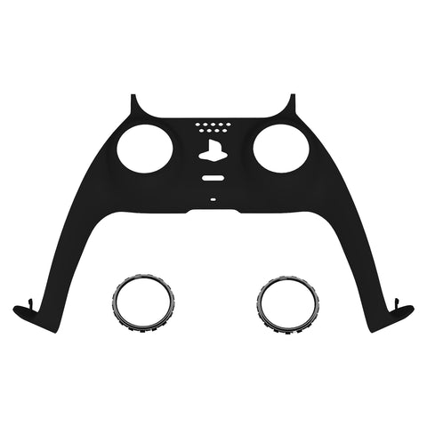 eXtremeRate Black Decorative Trim Shell Compatible with ps5 Controller, DIY Replacement Clip Shell, Custom Plates Cover Compatible with ps5 Controller w/ Accent Rings - GPFP3030