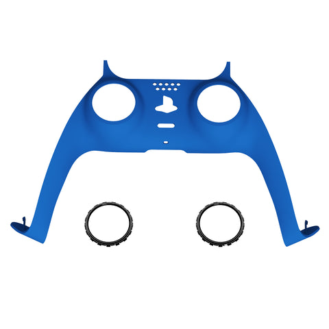 eXtremeRate Blue Decorative Trim Shell Compatible with ps5 Controller, DIY Replacement Clip Shell, Custom Plates Cover Compatible with ps5 Controller w/ Accent Rings - GPFP3005