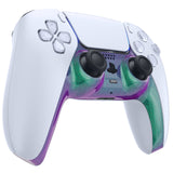 eXtremeRate Chameleon Green Purple Decorative Trim Shell Compatible with PS5 Controller, DIY Replacement Clip Shell Compatible with PS5 Controller, Custom Plates Cover for PS5 Controller with Accent Rings - GPFP3002