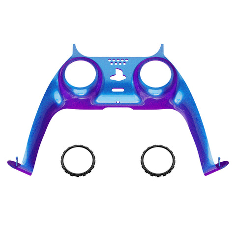 eXtremeRate Chameleon Purple Blue Decorative Trim Shell Compatible with ps5 Controller, DIY Replacement Clip Shell, Custom Plates Cover Compatible with ps5 Controller w/ Accent Rings - GPFP3001