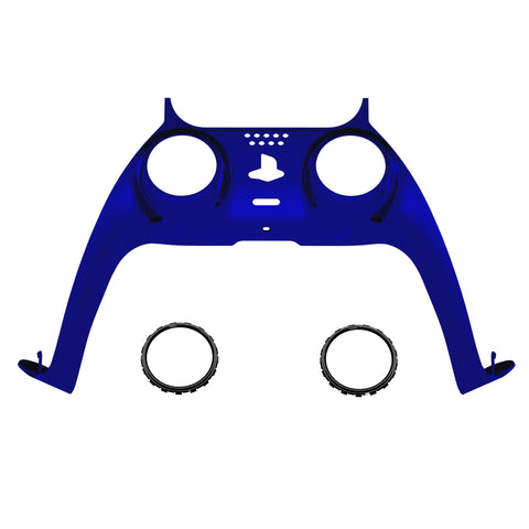 eXtremeRate Chrome Blue Decorative Trim Shell Compatible with ps5 Controller, DIY Replacement Clip Shell, Custom Plates Cover Compatible with ps5 Controller with Accent Rings - GPFD4004