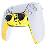 eXtremeRate Chrome Gold Glossy Decorative Trim Shell Compatible with ps5 Controller, DIY Replacement Clip Shell, Custom Plates Cover Compatible with ps5 Controller with Accent Rings - GPFD4001