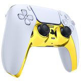 eXtremeRate Chrome Gold Glossy Decorative Trim Shell Compatible with ps5 Controller, DIY Replacement Clip Shell, Custom Plates Cover Compatible with ps5 Controller with Accent Rings - GPFD4001