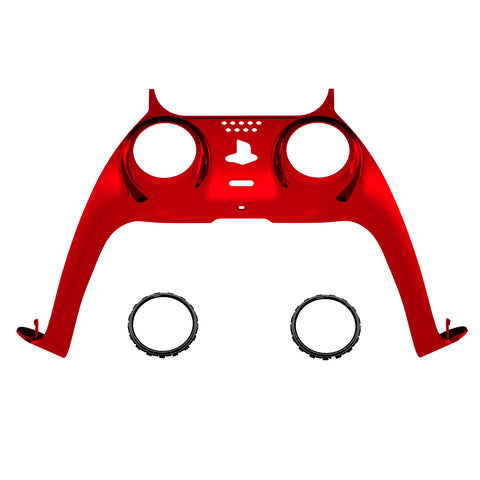eXtremeRate Chrome Red Decorative Trim Shell Compatible with ps5 Controller, DIY Replacement Clip Shell, Custom Plates Cover Compatible with ps5 Controller with Accent Rings - GPFD4003