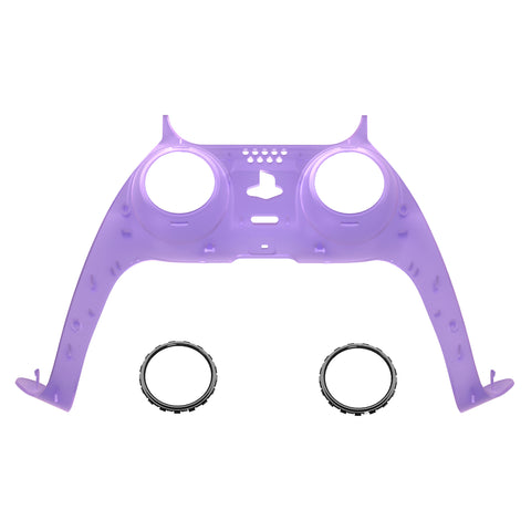 eXtremeRate Clear Atomic Purple Decorative Trim Shell for PS5 Controller, DIY Replacement Clip Shell for PS5 Controller, Custom Plates Cover for PS5 Controller w/ Accent Rings - GPFM5005
