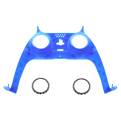 eXtremeRate Clear Blue Decorative Trim Shell for PS5 Controller, DIY Replacement Clip Shell for PS5 Controller, Custom Plates Cover for PS5 Controller w/ Accent Rings - GPFM5004