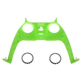 eXtremeRate Clear Green Decorative Trim Shell for PS5 Controller, DIY Replacement Clip Shell for PS5 Controller, Custom Plates Cover for PS5 Controller w/ Accent Rings - GPFM5003