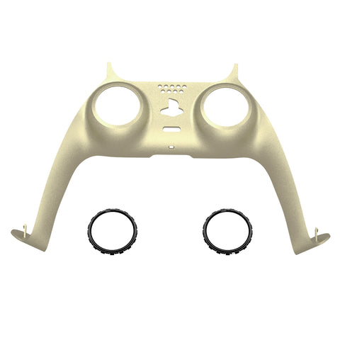 eXtremeRate Metallic Champagne Gold Decorative Trim Shell Compatible with ps5 Controller, DIY Replacement Clip Shell, Custom Plates Cover Compatible with ps5 Controller w/ Accent Rings - GPFP3019