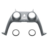 eXtremeRate Metallic Steel Gray Decorative Trim Shell Compatible with ps5 Controller, DIY Replacement Clip Shell, Custom Plates Cover Compatible with ps5 Controller w/ Accent Rings - GPFP3017