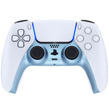 eXtremeRate Metallic Titanium Blue Decorative Trim Shell Compatible with ps5 Controller, DIY Replacement Clip Shell, Custom Plates Cover Compatible with ps5 Controller w/ Accent Rings - GPFP3016