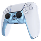 eXtremeRate Metallic Titanium Blue Decorative Trim Shell Compatible with ps5 Controller, DIY Replacement Clip Shell, Custom Plates Cover Compatible with ps5 Controller w/ Accent Rings - GPFP3016