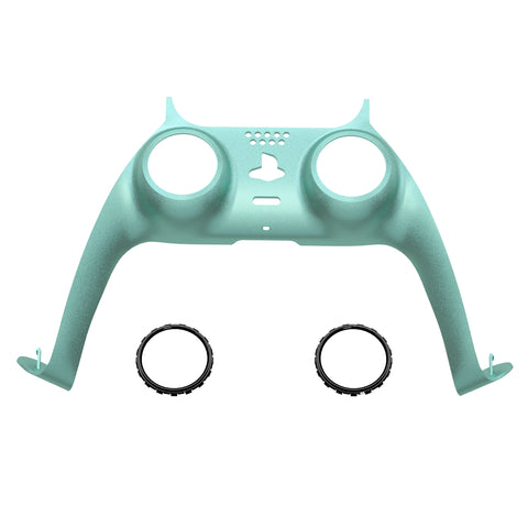 eXtremeRate Metallic Vista Green Decorative Trim Shell Compatible with ps5 Controller, DIY Replacement Clip Shell, Custom Plates Cover Compatible with ps5 Controller w/ Accent Rings - GPFP3022