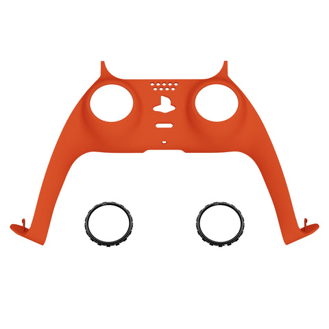 eXtremeRate Orange Decorative Trim Shell Compatible with ps5 Controller, DIY Replacement Clip Shell, Custom Plates Cover Compatible with ps5 Controller w/ Accent Rings - GPFP3004