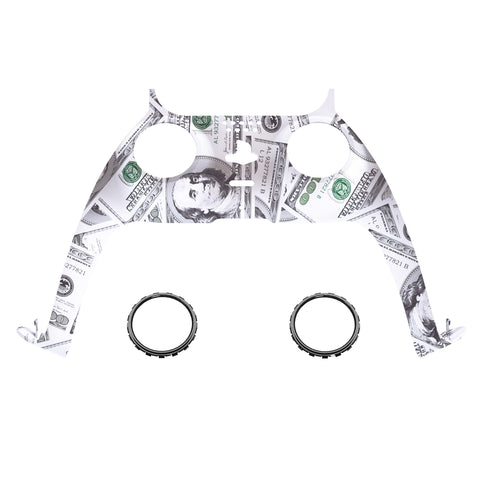 eXtremeRate The $100 Cash Money Patterned Decorative Trim Shell Compatible with ps5 Controller, DIY Replacement Clip Shell, Custom Plates Cover Compatible with ps5 Controller with Accent Rings - GPFS2003
