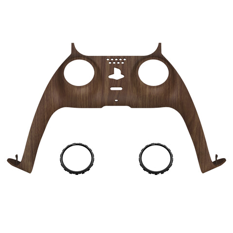 eXtremeRate Wood Grain Decorative Trim Shell Compatible with ps5 Controller, DIY Replacement Clip Shell, Custom Plates Cover Compatible with ps5 Controller with Accent Rings - GPFS2001
