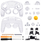 eXtremeRate Clear Replacement Faceplate Backplate with Buttons for Nintendo GameCube Controller - GCNM5003