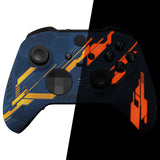 eXtremeRate Glow in Dark Mecha - Orange Style Faceplate Cover, Soft Touch Front Housing Shell Case Replacement Kit for Xbox One Elite Series 2 Controller Model 1797 - Thumbstick Accent Rings Included - ELT142