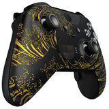 eXtremeRate The Great GOLDEN Wave Off Kanagawa - Black Replacement Front Housing Shell Case with Thumbstick Accent Rings for Xbox One Elite Series 2 Controller Model 1797 - ELT154