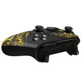 eXtremeRate The Great GOLDEN Wave Off Kanagawa - Black Replacement Front Housing Shell Case with Thumbstick Accent Rings for Xbox One Elite Series 2 Controller Model 1797 - ELT154