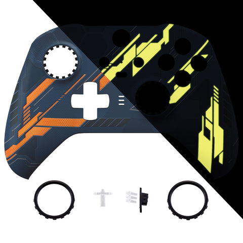 eXtremeRate Replacement Front Housing Shell Case for Xbox One Elite Series 2 & Elite 2 Core Controller (Model 1797) - Glow in Dark Mecha - Yellow - ELT158