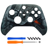 eXtremeRate Mecha Armor with Combat Damage Engrave Replacement Part Faceplate, Soft Touch Grip Housing Shell Case for Xbox Series S & Xbox Series X Controller Accessories - Controller NOT Included - FX3K001