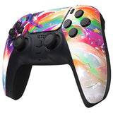 eXtremeRate Rainbow Storm Front Housing Shell Compatible with ps5 Controller BDM-010/020/030/040/050, DIY Replacement Shell Custom Touch Pad Cover Compatible with ps5 Controller - ZPFR024G3