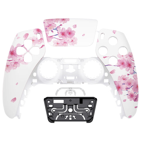 eXtremeRate Replacement Front Housing Shell with Touch Pad Cover for PS5 Controller BDM-010/020/030/040/050/060 - Cherry Blossom Whisper - ZPFT1110G4