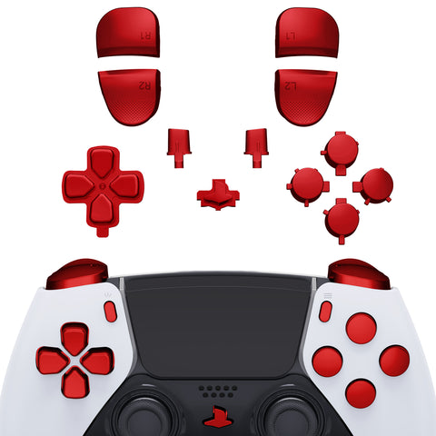 eXtremeRate Replacement D-pad R1 L1 R2 L2 Triggers Share Options Home Face Buttons Compatible with ps5 Edge Controller, Chrome Red Full Set Buttons Compatible with ps5 Edge Controller - JXTEGD003