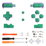 eXtremeRate Chameleon Green Purple Replacement Full Set Buttons for Nintendo DS Lite Handheld Console, Custom D-pad A B X Y Start Select R L Power Volume Keys for Nintendo DS Lite NDSL - Console NOT Included - DSLJ1007