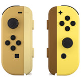 eXtremeRate Replacement Full Set Shell Case with Buttons & Wrist Strap Cover for Joycon of NS Switch - Monsters Brown & Yellow - CP340