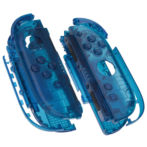 eXtremeRate DIY Replacement Full Set Shell Case with Buttons for Joycon 2 of Nintendo Switch 2 - Deluxe Version - Clear Blue - AWHNTM005