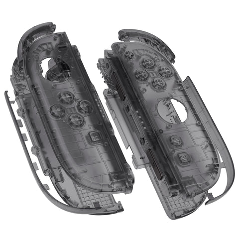 eXtremeRate DIY Replacement Full Set Shell Case with Buttons for Joycon 2 of Nintendo Switch 2 - Deluxe Version - Clear Slate Black - AWHNTM002