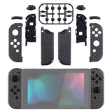 eXtremeRate Soft Touch Grip Black Silver Carbon Fiber Handheld Controller Housing With Full Set Buttons DIY Replacement Shell Case for NS Switch JoyCon & OLED JoyCon - Console Shell NOT Included - CS202